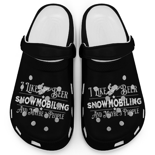 Funny Beer Snowmobiling 3 people Clogs Men Women
