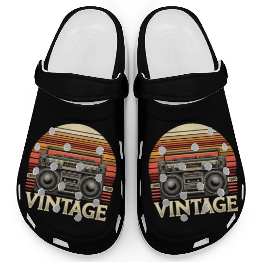 Vintage Boombox Old School 80s Music Retro Clogs