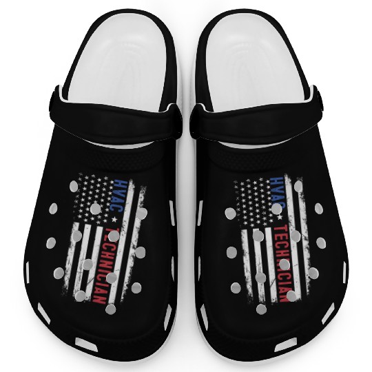HVAC Technician US American Flag HVAC Mechanic Clogs