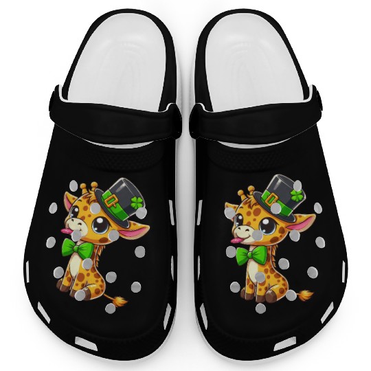 St. Patrick's Day Giraffe: Cute Kawaii Style Clogs