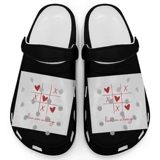 Beige Rouge Amour Saint Valentin Clogs