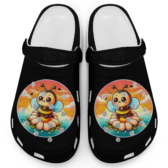 cute kawaii bee on flower Clogs