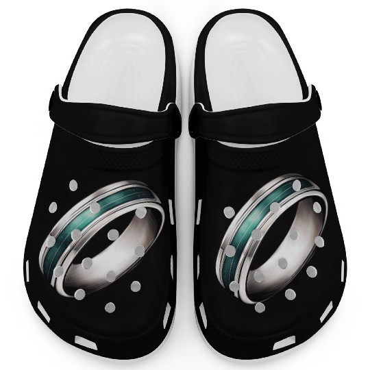 Silver Ring With Green Inlay Jewelry Clogs