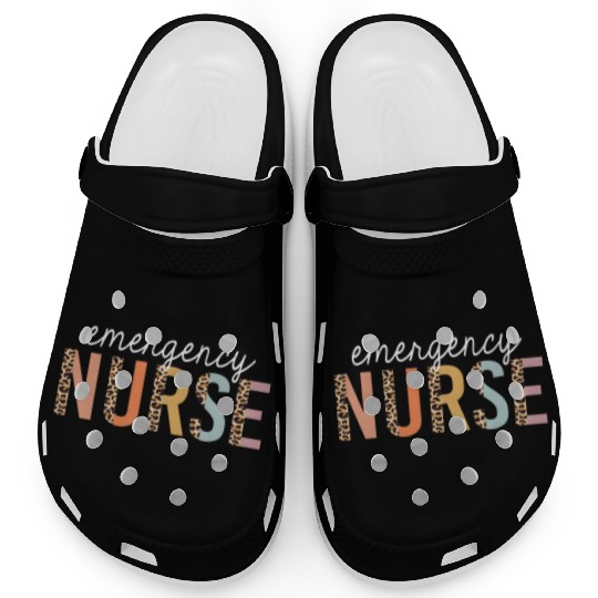 Emergency Nurse Leopard Print Er Nurse Nursing Sch Clogs