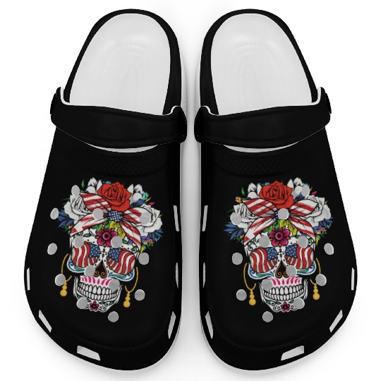 July 4Th Us Flag Dia De Los Muertos 4Th Of July In Clogs