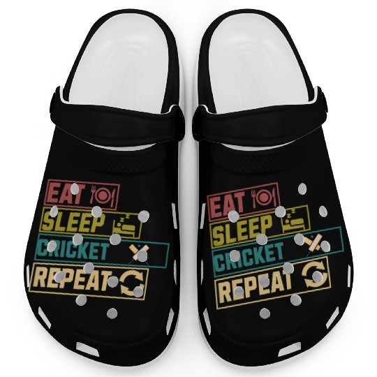 Eat sleep cricket repeat hobby Clogs