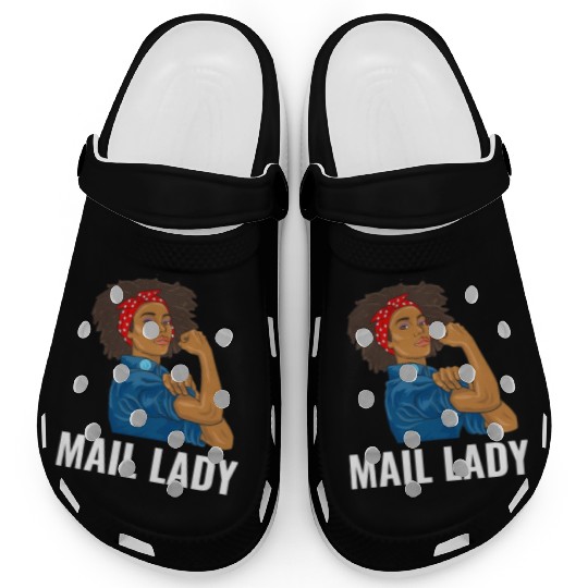African American Postal Worker Mail Lady Funny Clogs