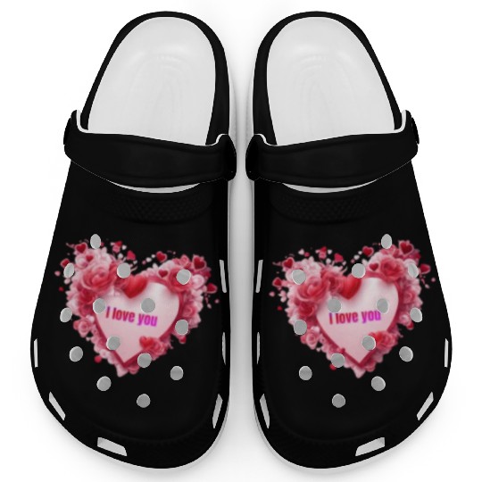 I love you. Heart Clogs