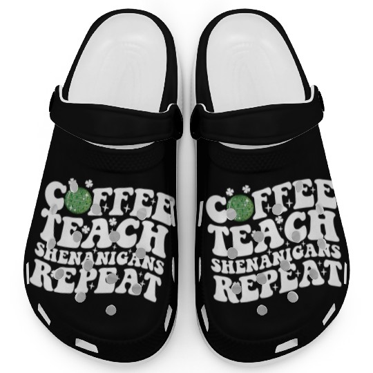 Coffee Teach Shenanigans Repeat Disco Ball Teacher Clogs