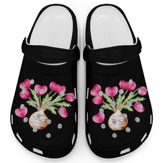 Turnip Love Bouquet Heart Flowers Valentine's Day Clogs