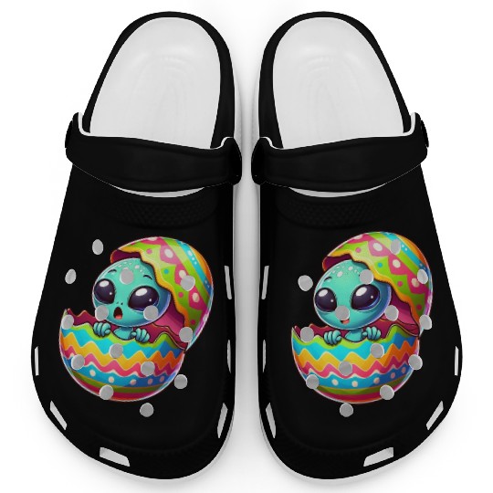 Colorful Alien Easter Egg Hatch Design Clogs