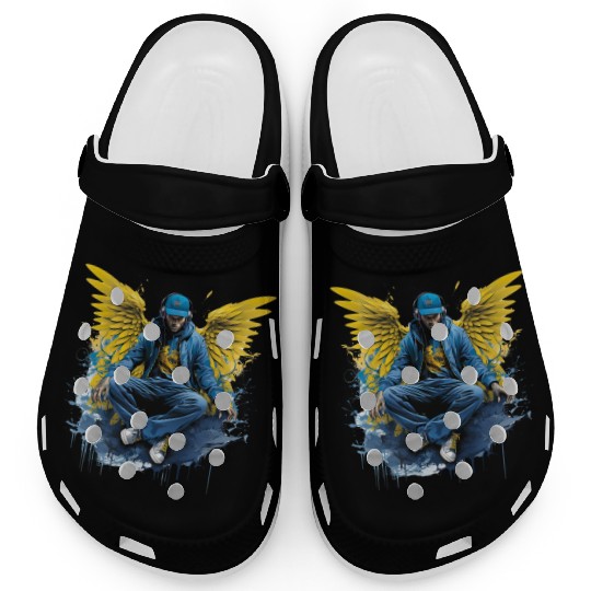 Urban Angel Wings DJ Graphic Stylish Streetwear Clogs