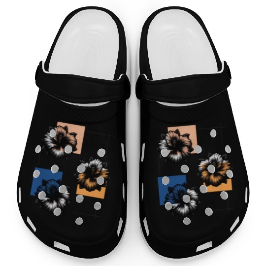 Abstract Risograph hibiscus Clogs