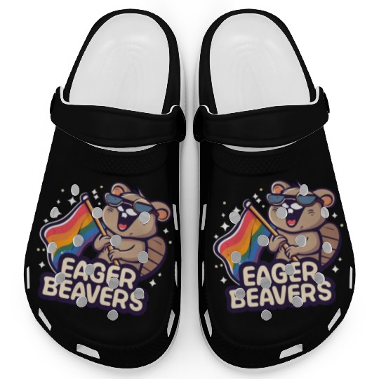 Eager Beavers with Pride LGBT Flag Clogs
