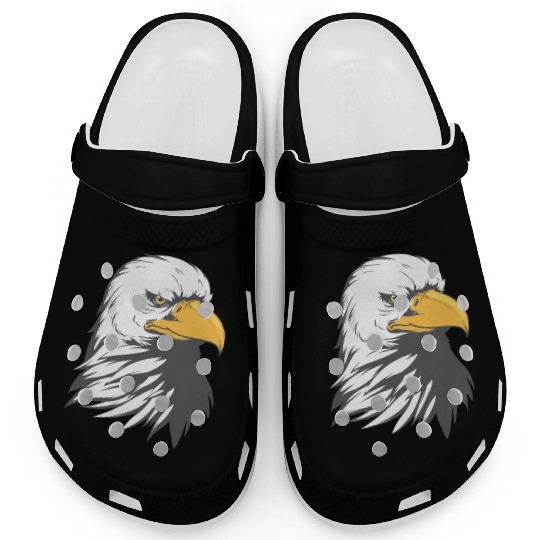 Bald Eagle Head Cartoon Clogs