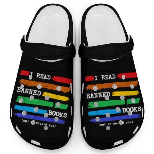 I Read Banned Books Colorful 2023 National Libr Clogs