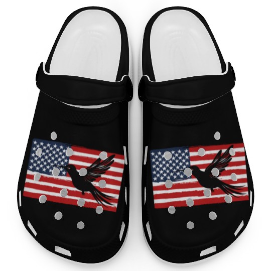 Hummingbird Us Flag Us American Flag Clogs