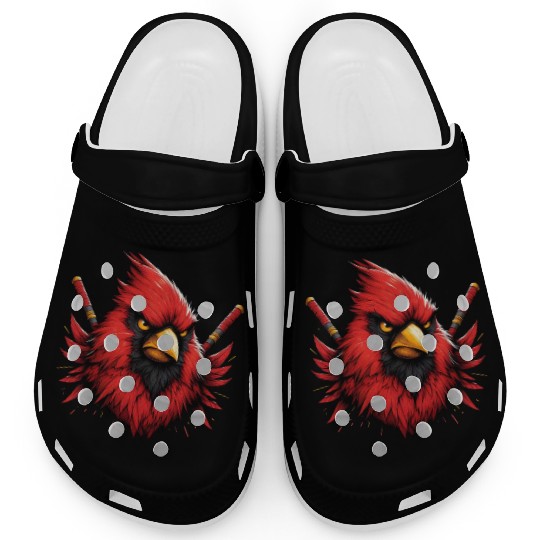 Red Northern Cardinal As Ninja Symbol Of Bravery Clogs