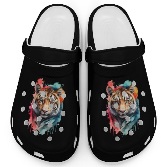 Wild Splendor: Colorful Leopard Face Clogs