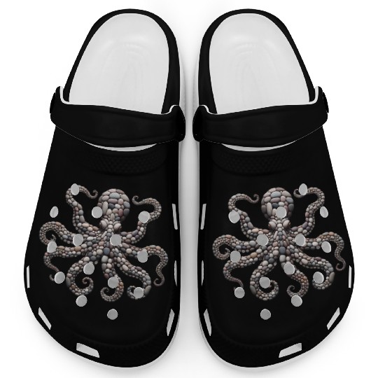 Tentacle Embrace - Octopus Pebble Mosaic Clogs