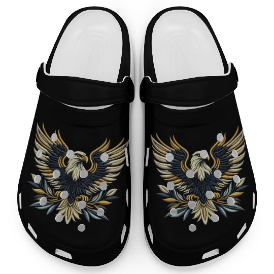Regal Eagle Wings Embroidered Clogs