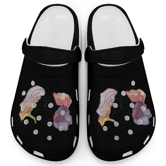 Lesbian Couple Simple Minimalistic Drawing Clogs