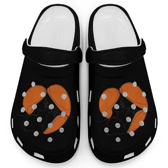 Elegant Lesbian Couple Kissing Line Drawing Clogs