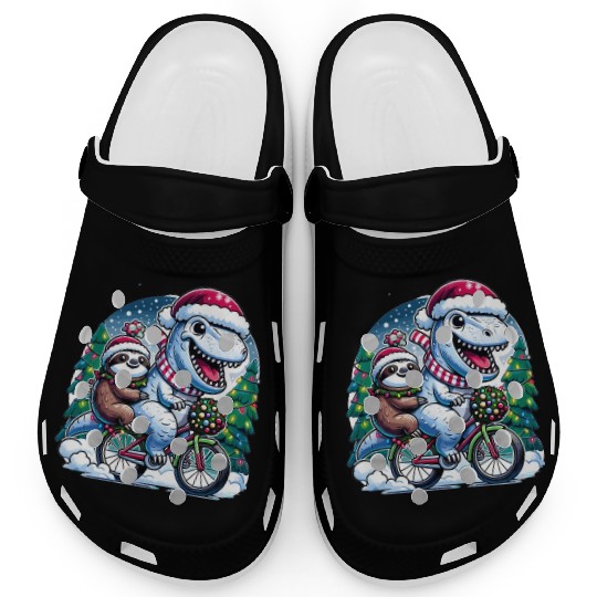Winter Wonderland T-Rex and Sloth Cycling Duo Clogs