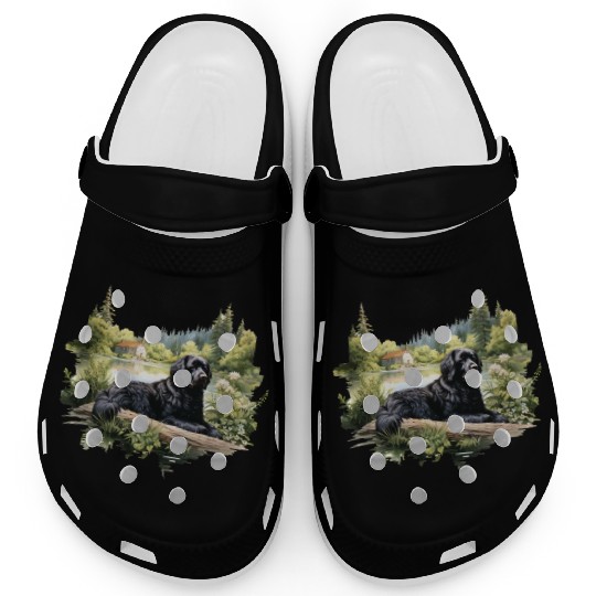 Newfoundland Dog Cottagecore Lakeside Serenity Clogs