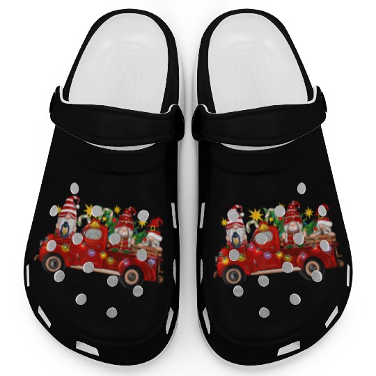 Three Gnomes In Red Truck Clogs
