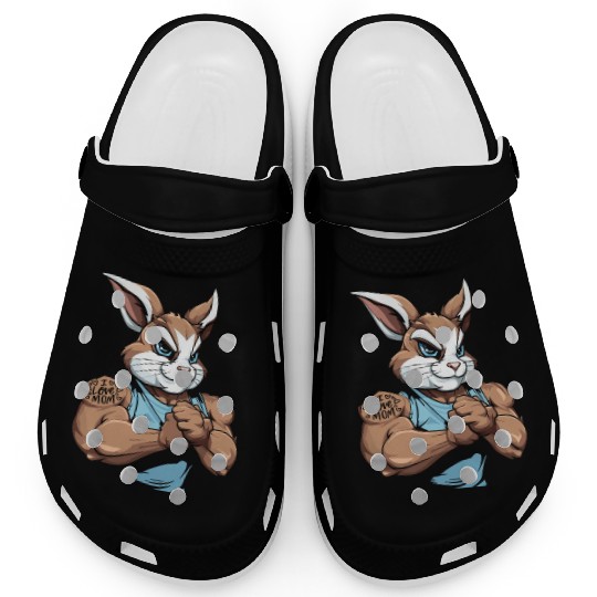 Rabbit Biceps Tattoo I Love Mom Clogs