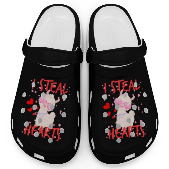 Cute Llama alpaca valentine day for couples Clogs