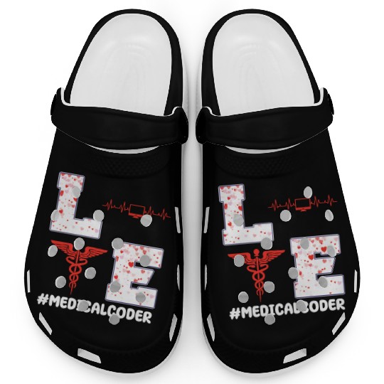 Medical Coder Valentine's Day Design Clogs