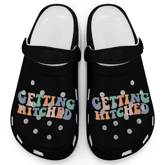 Groovy Getting Hitched Bachelorette Party Clogs