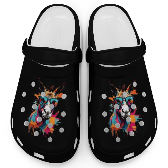 artistic unique donkey design with sun glasses Clogs