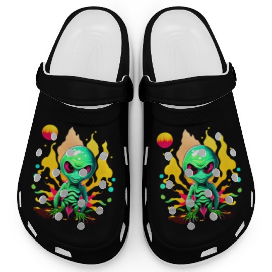 Green Alien Design Clogs