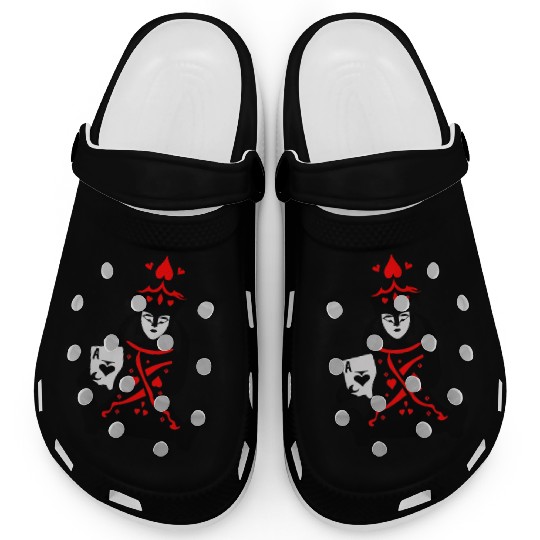 Queen of Hearts Holds Ace of Spades Vector 3 Color Clogs