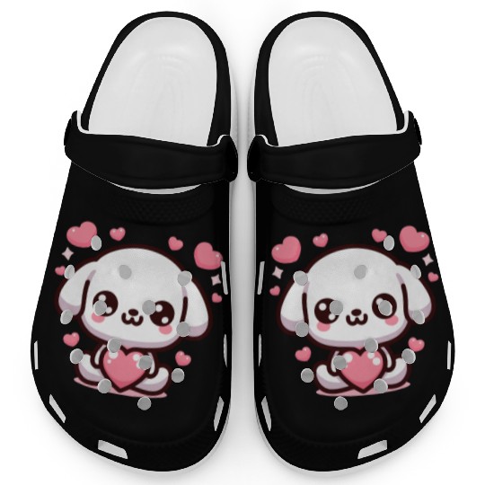 Cute Puppy Dog Heart Valentin Day Clogs