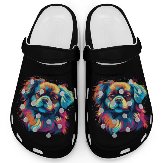 Watercolor Colorful Tibetan Spaniel Clogs