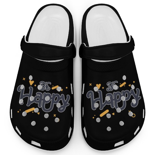 Be Happy positive art Clogs