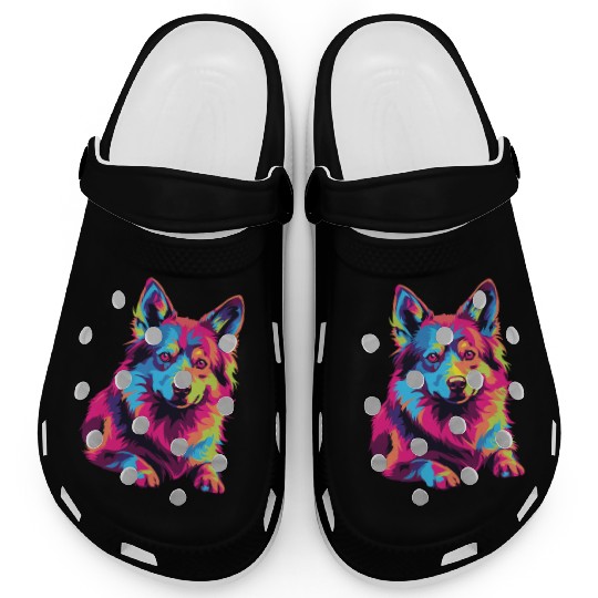 Watercolor Colorful Swedish Vallhund Clogs