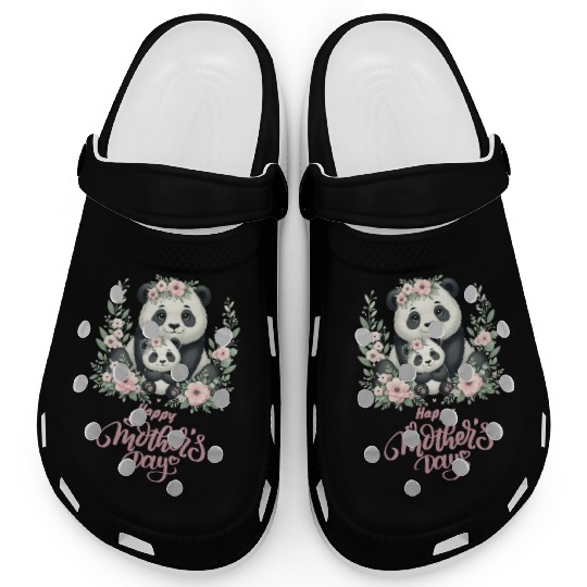 Happy Mother's Day Floral Wreath Mum Panda Clogs