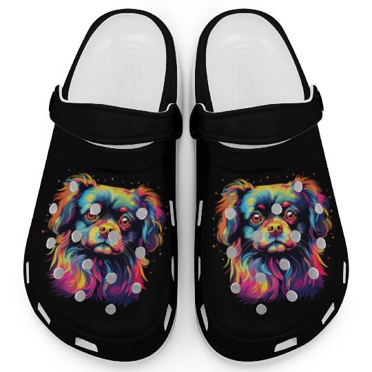 Watercolor Colorful Tibetan Spaniel Clogs