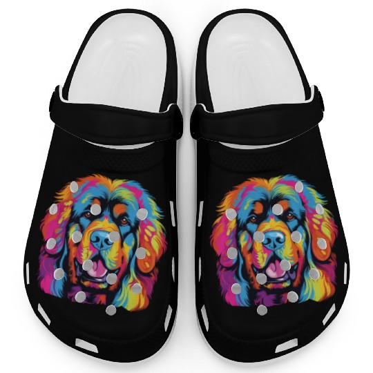Watercolor Colorful Tibetan Mastiff Clogs