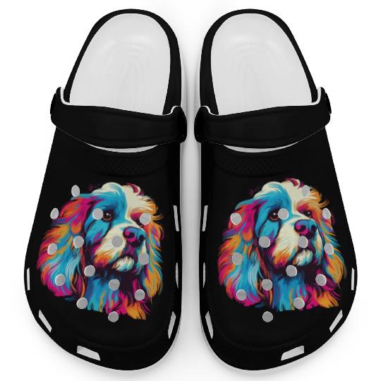 Watercolor Colorful Tibetan Spaniel Clogs