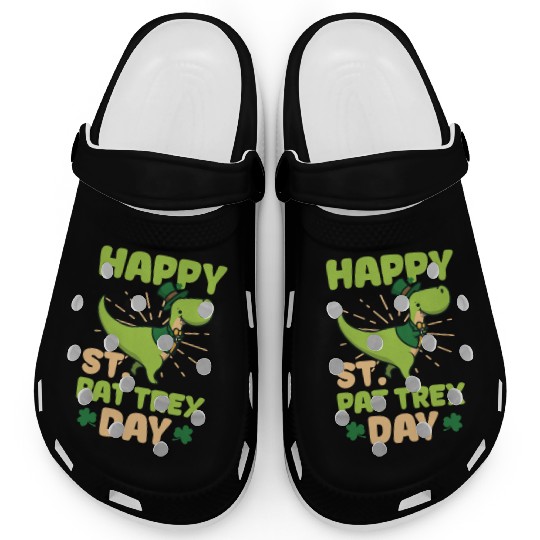Funny St Patricks Day Happy St. Pat T-Rex Day Clogs