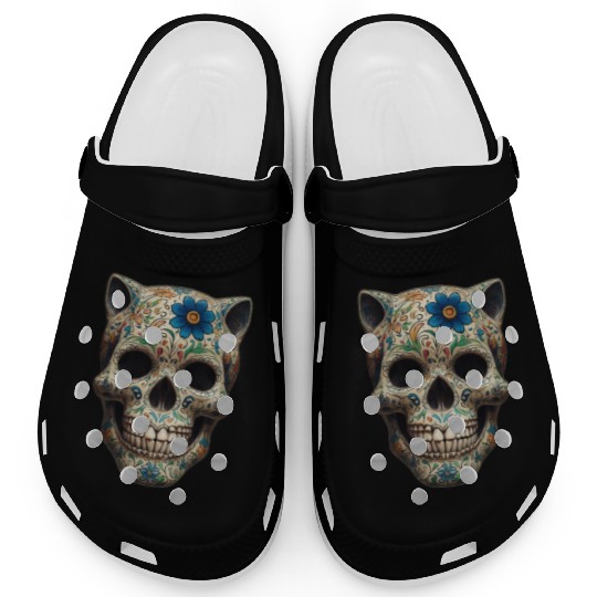 Talavera cat skull Clogs