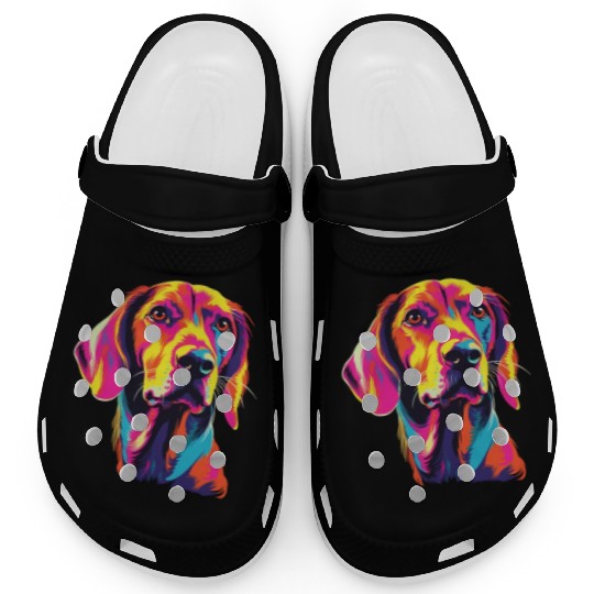 Watercolor Colorful English Foxhound Clogs