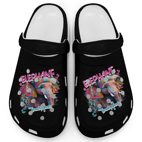 Graffiti-inspired portraiture Elephant Clogs