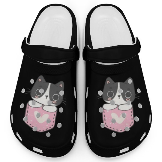 Cute Cat in the pocket Clogs